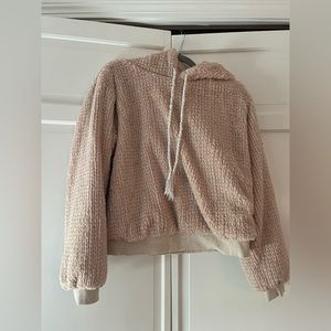 Saturday Sunday by anthropology waist length(semi cropped) Sherpa hoodie